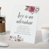 Liefde is een avonturenlijst Bloemenbruiloft Reclamebord Met Voetstuk (Insitu)