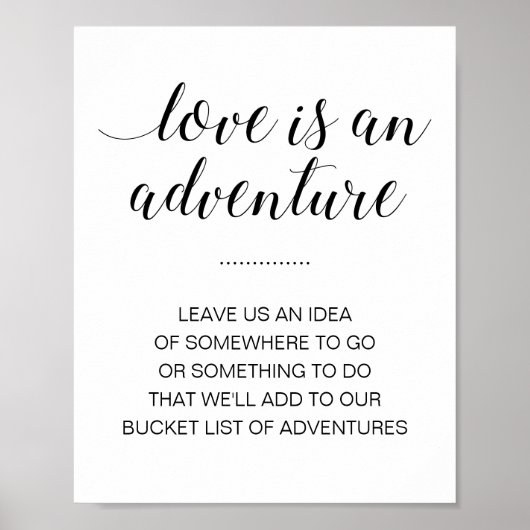 Liefde is een avontuur emmerlijst bruiloft poster (Voorkant)