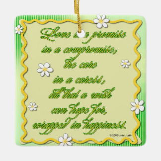 Liefde is een belofte in een compromis keramisch ornament