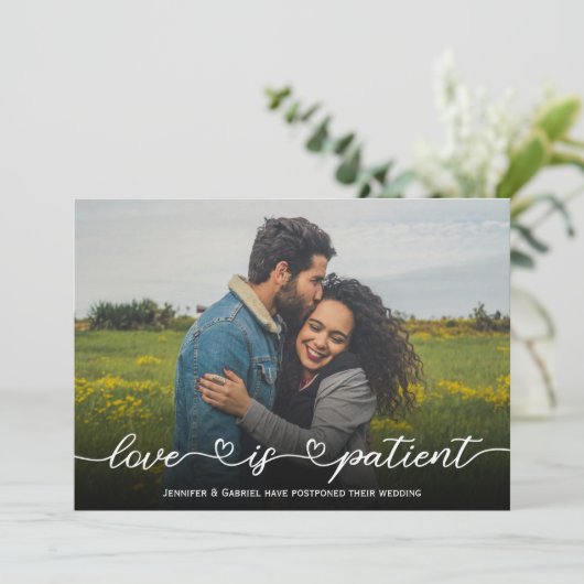 Liefde is een bruiloft met uitgestelde patiënt-fot kaart (Staand voorkant)