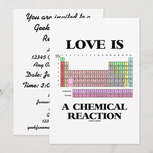 Liefde is een chemische reactie (Periodic Table) Kaart (Voorkant / Achterkant)