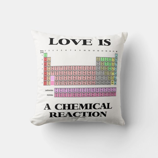Liefde is een chemische reactie (Periodic Table) Kussen (Voorkant)