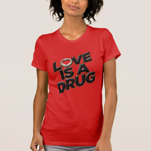 Liefde Is Een Drug 3D Chrome Hart Y2K Streetwear T-shirt