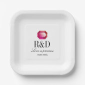 Liefde is een edelroze gemstone bruiloft papieren bordje (Voorkant)