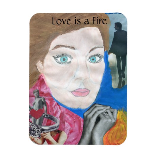 Liefde is een Fire Pop Art Music Magnet Magneet (Verticaal)
