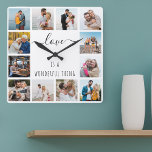 Liefde is een geweldig citaat 12 Foto White Vierkante Klok<br><div class="desc">Fotoklok met happy quote en 12 van je favoriete afbeeldingen van familie en vrienden. Het fotomalplaatje is opstelling voor u om uw eigen foto van de netstijl te creëer collage aan lijst het citaat leest "liefde is een wonderbaarlijk iets". Het ontwerp wordt geletterd in elegant handgeschreven manuscript en ondoorzichtige doopvonttypografie...</div>