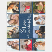 Liefde is een geweldig ding 10 Foto Collage Blue Fleece Deken (Voorkant)