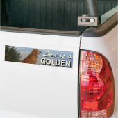 Liefde is een Golden Retriever Bumpersticker (Op Truck)