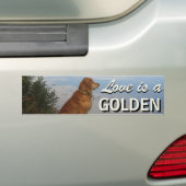 Liefde is een gouden repetiever bumpersticker (Op auto)