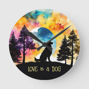 Liefde is een Hond die op je wacht *Personaliseer* Ronde Klok