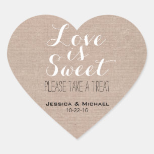 Liefde is een leuke snoep-buffet bruiloft. hart sticker