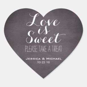 Liefde is een leuke snoep-buffet bruiloft. hart sticker