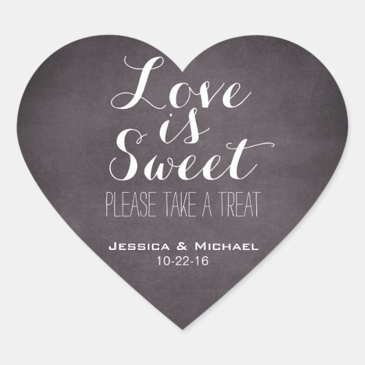 Liefde is een leuke snoep-buffet bruiloft. hart sticker (Voorkant)