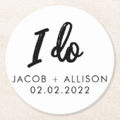 liefde is een liefje elegante chocoladebruiloft. ronde kartonnen onderzetter (Voorkant)