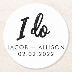 liefde is een liefje elegante chocoladebruiloft. ronde kartonnen onderzetter