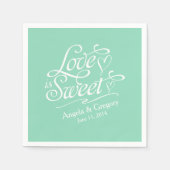 Liefde is een lieve bruiloft | Snoep Buffet Mint G Servet (Voorkant)