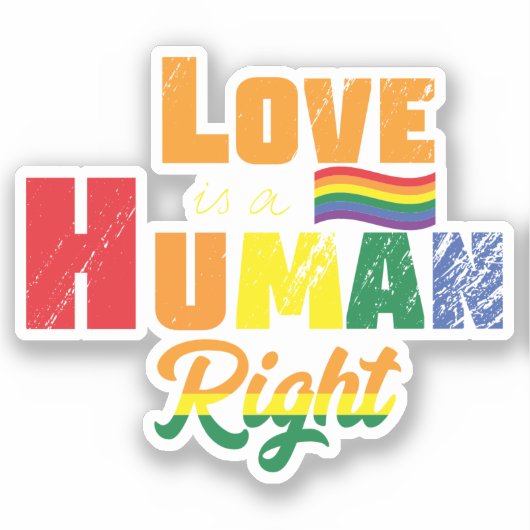 Liefde is een mensenrecht | LGBTQ | Pride | Regenb Sticker (Voorkant)