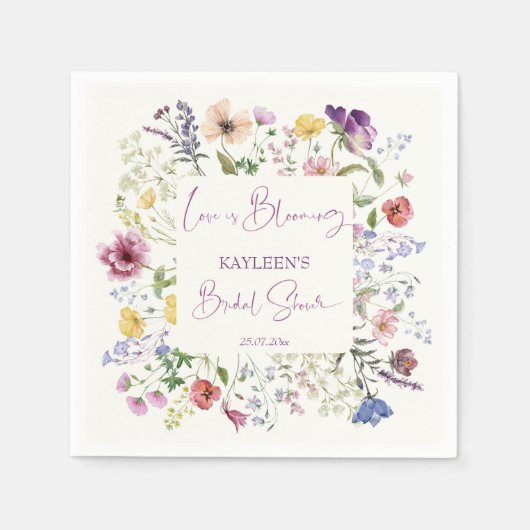 Liefde is een ontluikende boho wilde bloem bruilof servet (Voorkant)