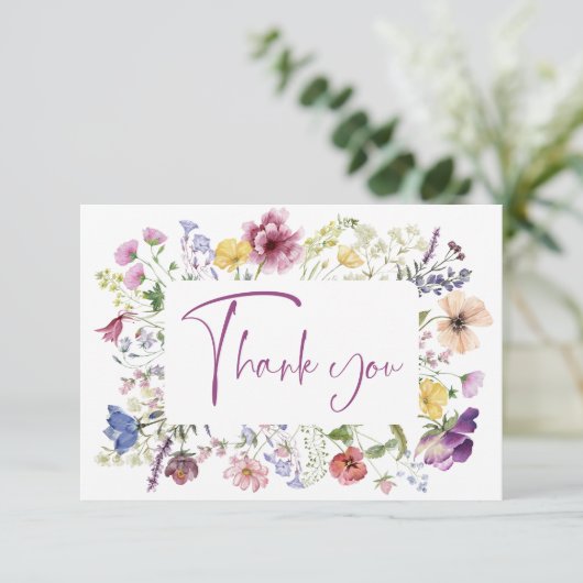 Liefde is een ontluikende boho-wilde bloemen bruid bedankkaart (Staand voorkant)