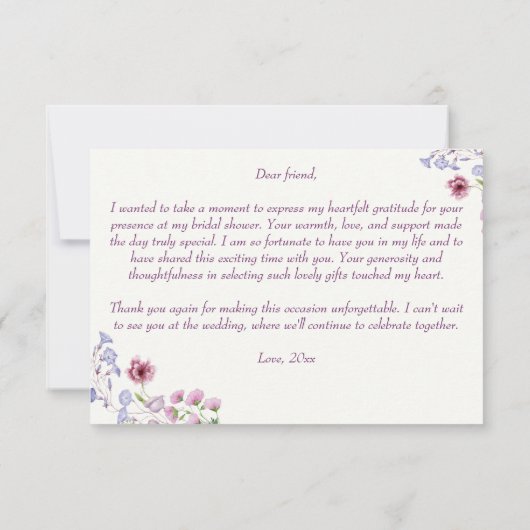 Liefde is een ontluikende boho-wilde bloemen bruid bedankkaart (Achterkant)