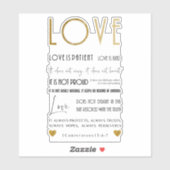 Liefde is een patiënt Bijbelcitaat uit goud Typogr Sticker (Vel)