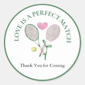 Liefde is een perfecte match Tennis Bruidsdouche F Ronde Sticker (Voorkant)