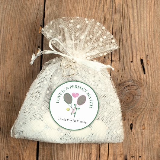 Liefde is een perfecte match Tennis Bruidsdouche F Ronde Sticker