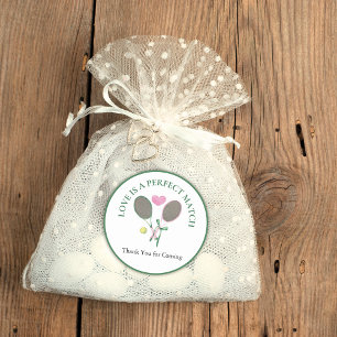 Liefde is een perfecte match Tennis Bruidsuitnodig Ronde Sticker