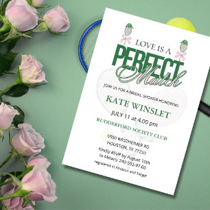 Liefde is een perfecte match Tennis Bruiloftsfeest Kaart