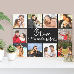 Liefde is een prachtige zwarte 10 foto canvas afdruk<br><div class="desc">Creëer uw eigen fotocanvas met 10 favoriete afbeeldingen. Het ontwerp is manueel geletterd met liefdesharkalligrafie en luidt: "liefde is geweldig". Ideaal voor afbeeldingen of romantische foto's. Dit ontwerp heeft een zwarte achtergrond die u indien gewenst kunt wijzigen (klik op "Aanpassen verder" of stuur me een bericht voor hulp).</div>