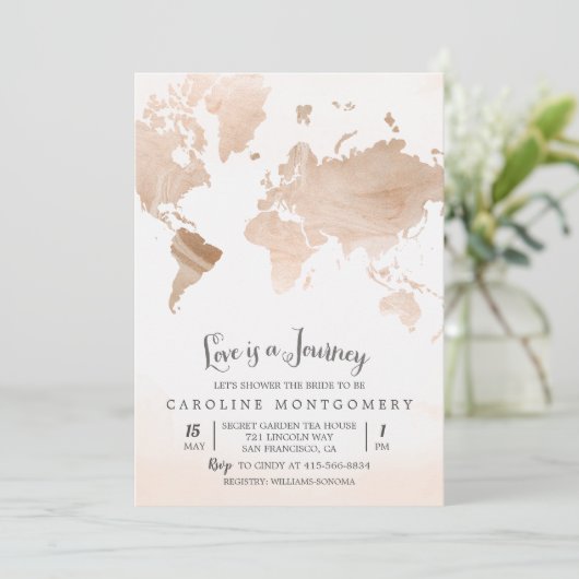 Liefde is een Reiskaart Bruids Douche Uitnodiging (Staand voorkant)
