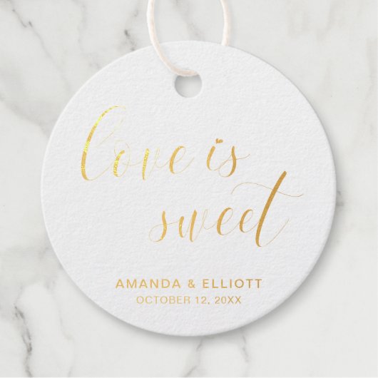 Liefde is een simpel legant weddenschap goud bedankjes labels (Voorkant)