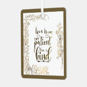 Liefde is een soort bijbelse kerstmis metalen ornament (Voorkant links)