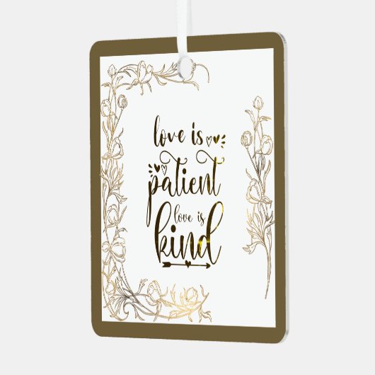 Liefde is een soort bijbelse kerstmis metalen ornament (Voorkant links)