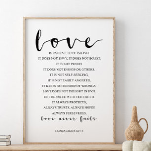 Liefde is een soort patiënt liefde, 1 corinthians  poster