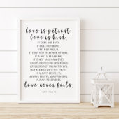 Liefde is een soort patiënt liefde, 1 corinthians  poster