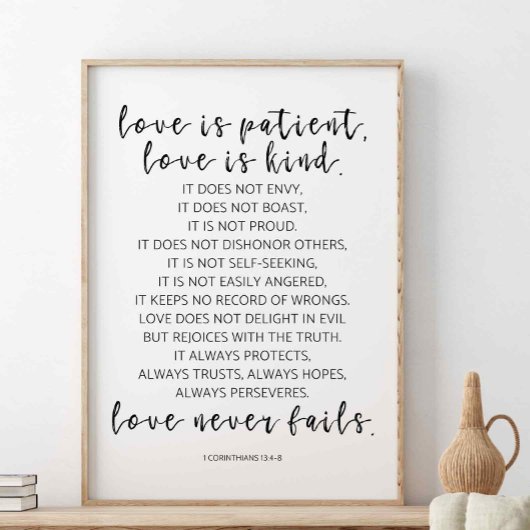 Liefde is een soort patiënt liefde, 1 corinthians  poster