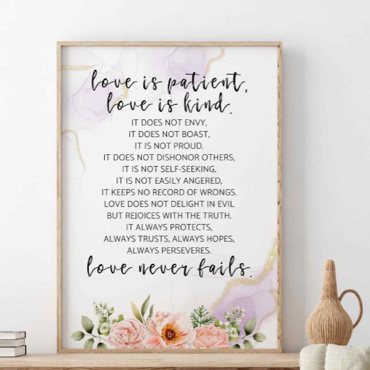 Liefde is een soort patiënt liefde, 1 corinthians  poster