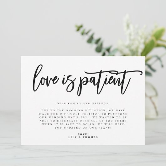 Liefde is een uitstel van het huwelijk aankondiging (Staand voorkant)
