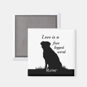 Liefde is een vierhoekige Word Dog Custom Quote Magneet (Voorkant / Achterkant)