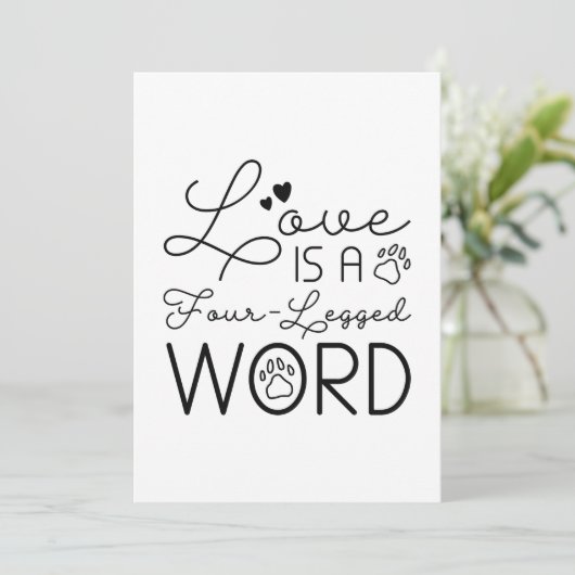 Liefde is een vierledig woord bedankkaart (Staand voorkant)