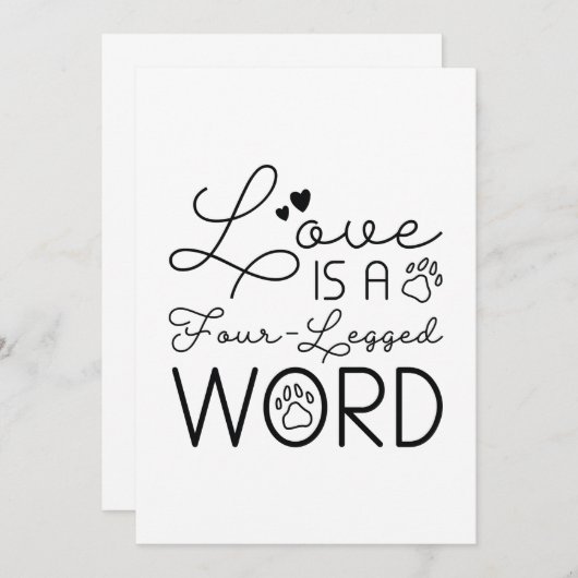 Liefde is een vierledig woord bedankkaart (Voorkant / Achterkant)