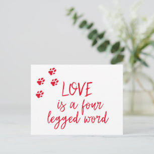 Liefde is een vierpotig woord - Cute Dog Quote Briefkaart