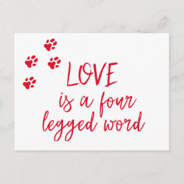 Liefde is een vierpotig woord - Cute Dog Quote Briefkaart