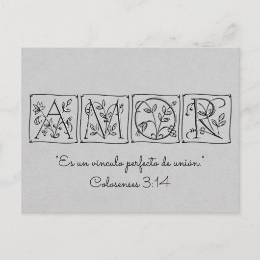 Liefde is een volmaakte band van eenheid ~ Schrift Briefkaart (Voorkant)