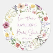 Liefde is een woeste boho-wildbloemige bruidsdouch ronde sticker (Voorkant)