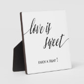 Liefde is een zoet bord Tabletop Plaque met Easel Fotoplaat (Voorkant)