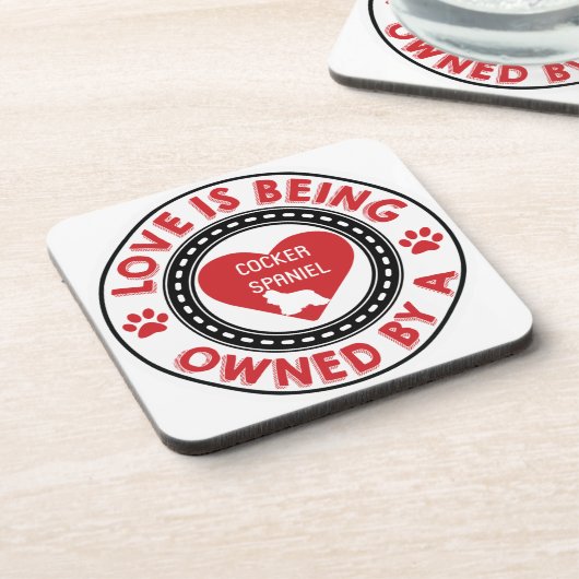 Liefde is eigendom van een Cocker Spaniel Bier Onderzetter (Linkerzijde)