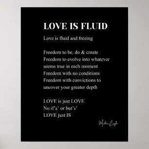 Liefde is fluïde gedicht muur kunst poster zwart