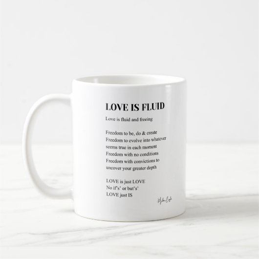 Liefde is fluïde poëzie muurkunst koffiethee mok (Links)